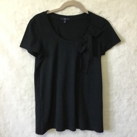 Gap Black Scoop-Neck Bowtie Short Sleeve Top - Picture 2 of 7